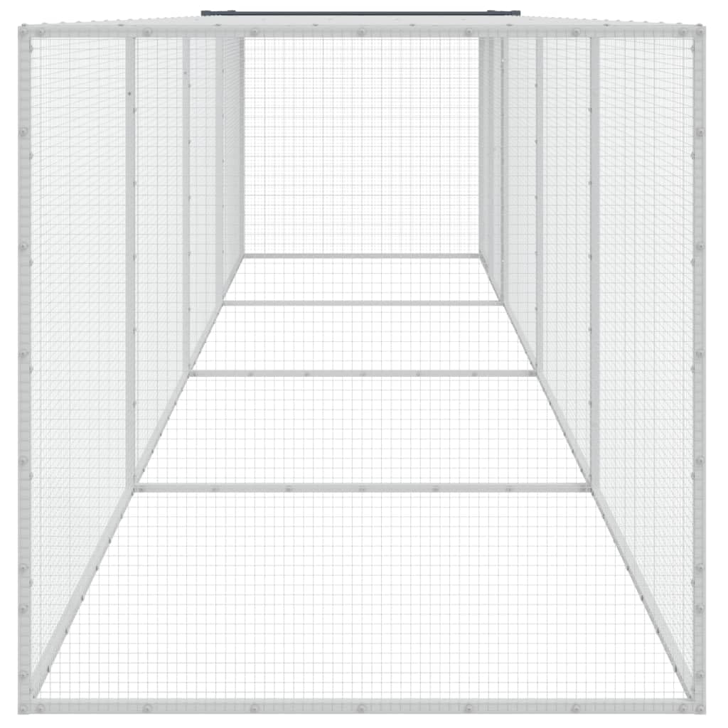 Hühnerkäfig mit Dach Anthrazit Verzinkter Stahl 403x98x90 cm mit Tür Riegel Schutz für Kleintiere und Kaninchenstall Outdoor Garten Freigehege Meerschweinchenkäfig