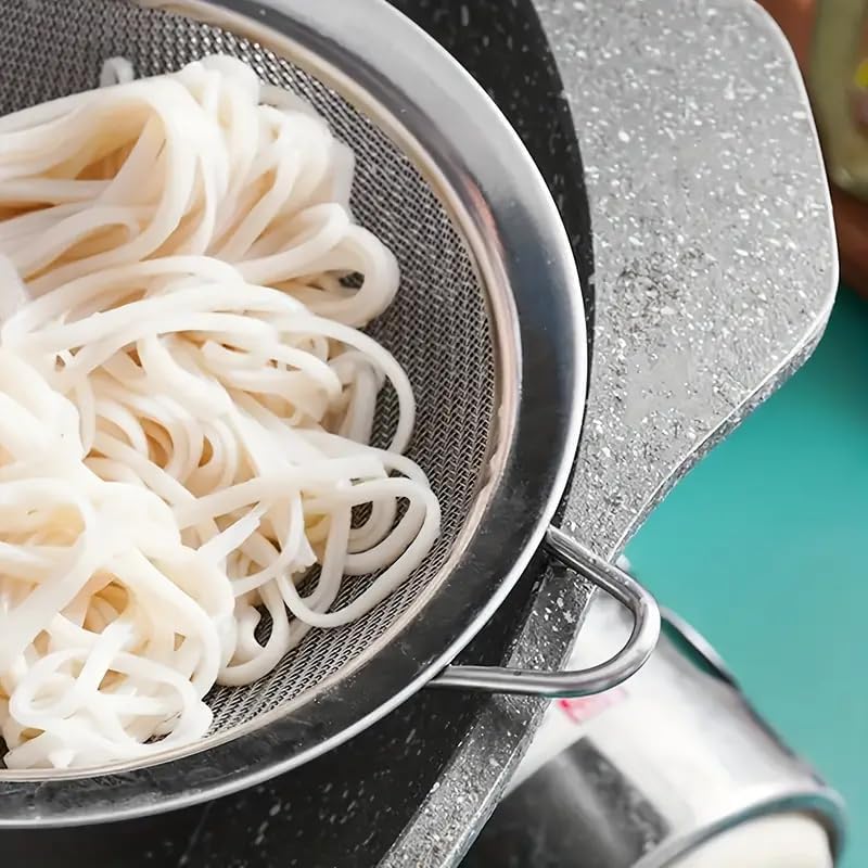 Miniatura 5 de Colador de malla fina de acero inoxidable de 3 piezas, malla fina de alta calidad, colador de alimentos con mango largo para utensilios de cocina,