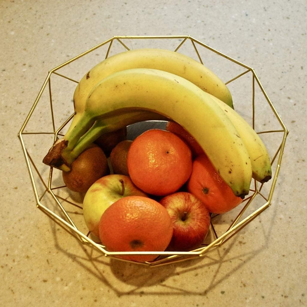 Panier à Fruits Métal Géométrique IPEA – Corbeille Fruits Design Moderne Noir Ouvert