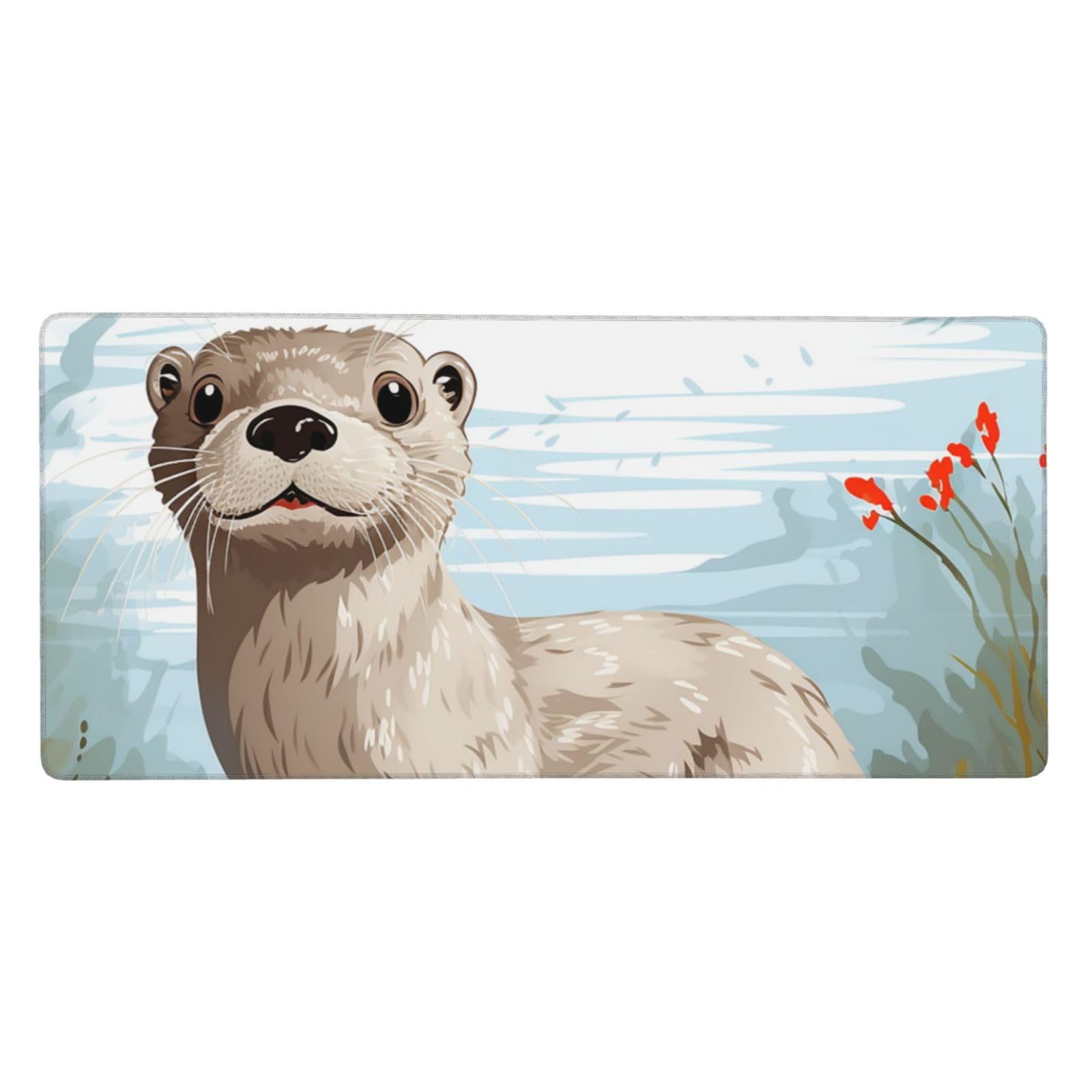 Gaming Mouse Pad 16x35.5in Large Extended Mouse Mat Non-Slip Desk Pad Desk Mat with Stitched Edge Otter Keyboard Mousepad for Home Office Gaming Work