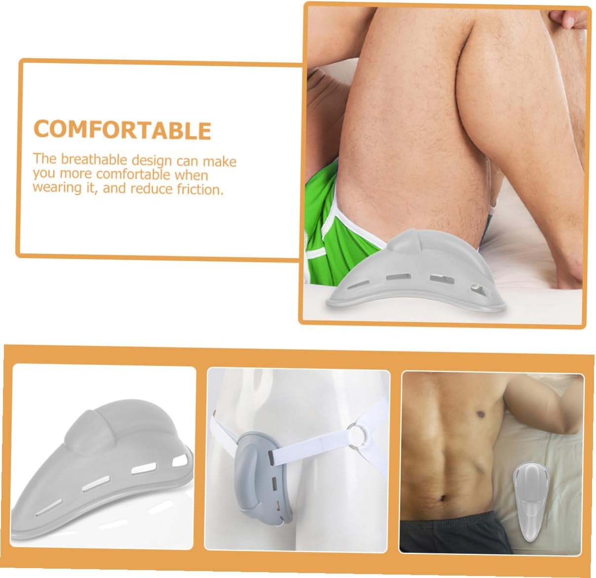 FRCOLOR Groin Guard Protective Athletic Cup Grey Hard Material One Size Reusable Crotch Protector for Boxing Football Training