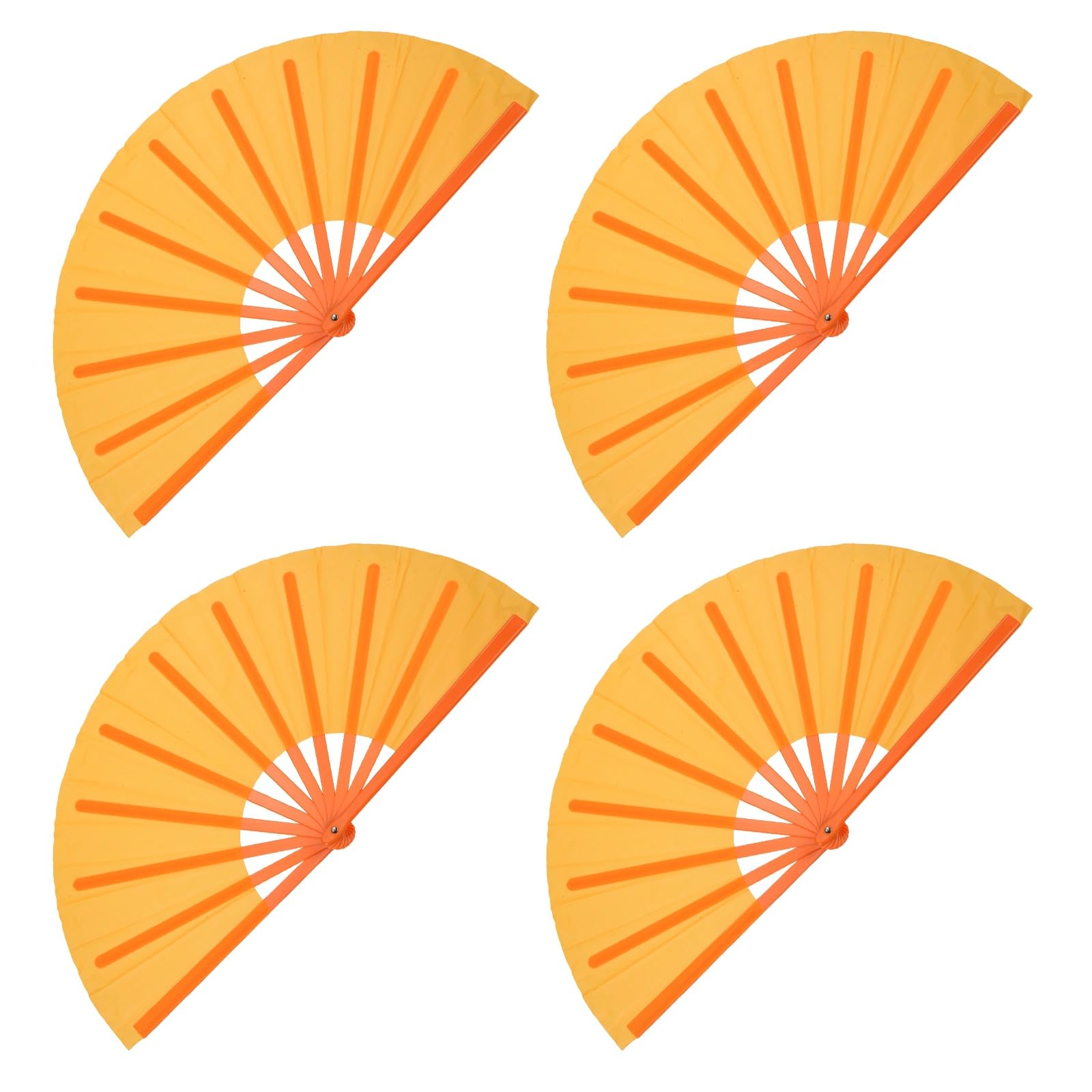sourcing map 4Pcs Large Folding Hand Rave Fan, Decorative Handheld Folding Hand Clacking Fan for Line Dancing Festival Party Performance Decoration, Orange