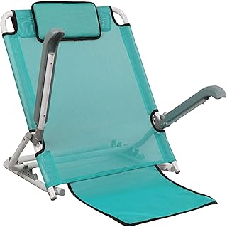 Silla de apoyo lumbar ajustable con reposabrazos para pacientes ancianos y paralizados, soporte reclinable plegable portátil en color azul