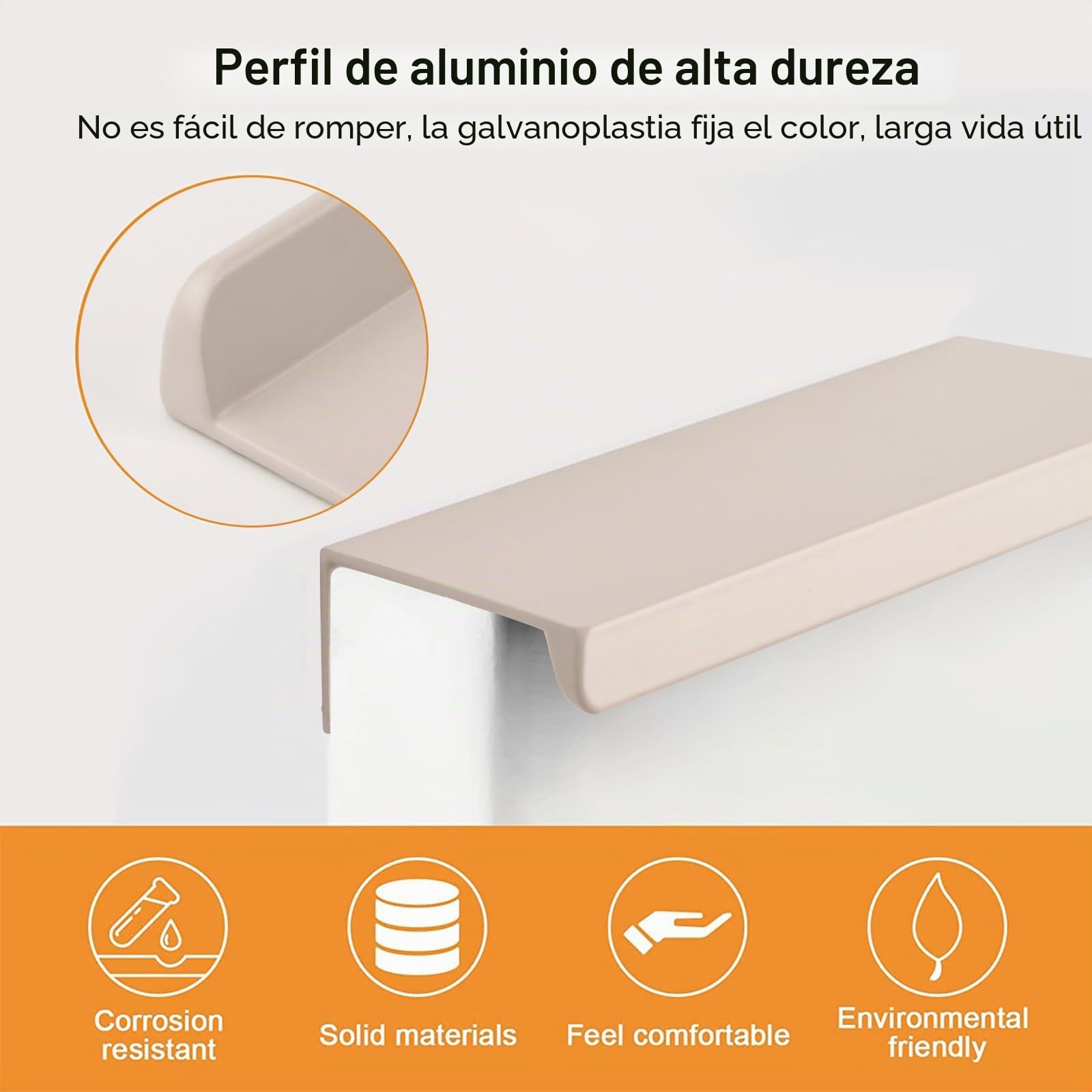 MOROBOR Juego de 8 tiradores de cajón ocultos en aleación de aluminio gris cachemir para puertas de armario de cocina, casa, 150 mm