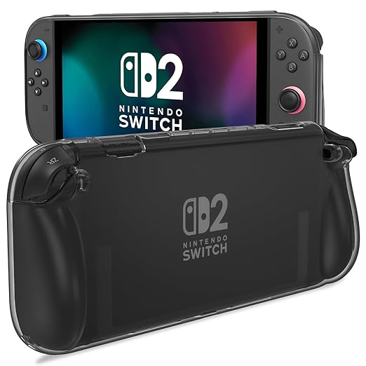 ProCase Protective Case for Nintendo Switch 2 2025, Ergonomic Grip Design, Clear Cover Switch 2 Protector Accessories, Soft TPU Slim Case, Anti-Scratch, Easy to Install -Transparent Black