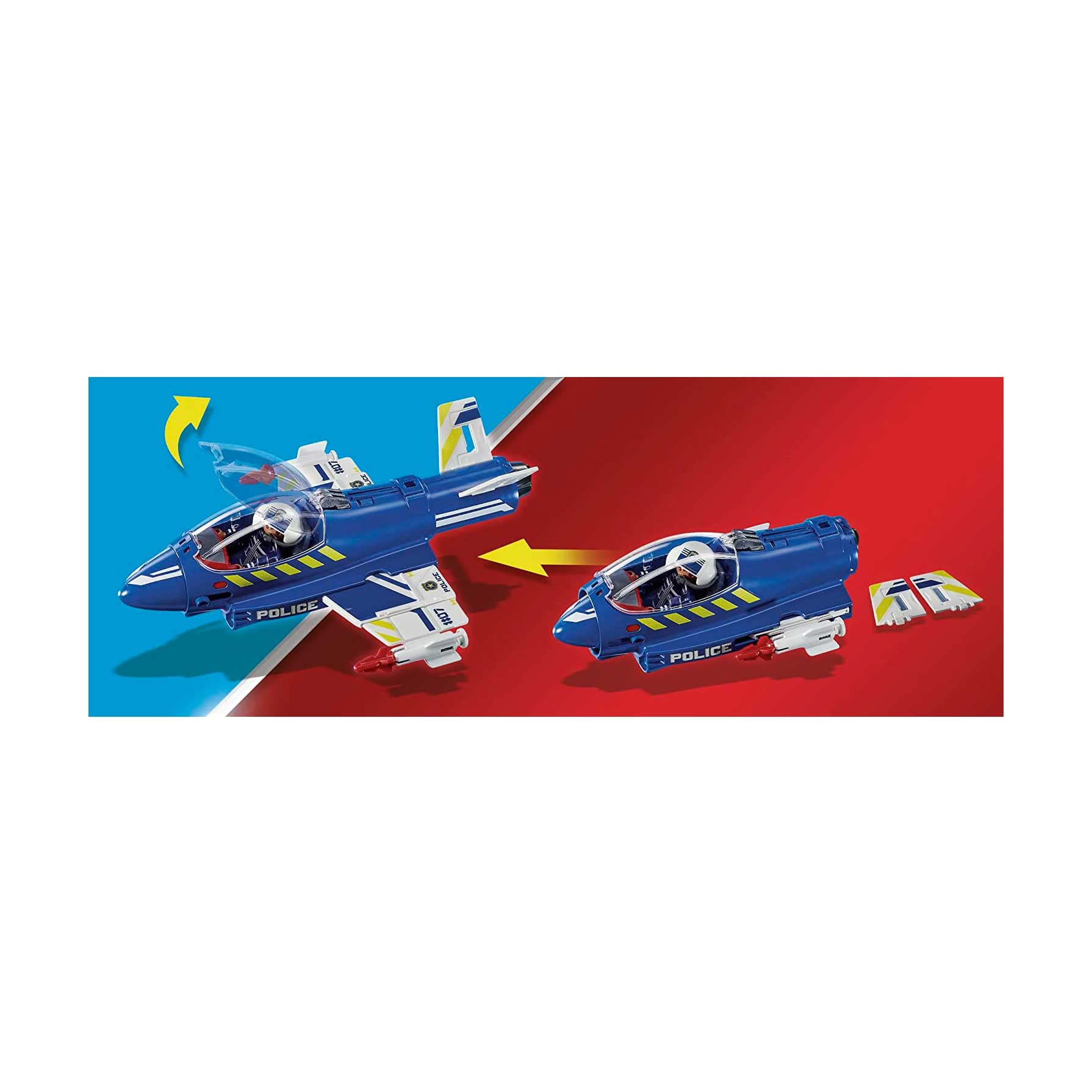 PLAYMOBIL City Action 70780 Jet della Polizia e Drone, Giocattoli per Bambini dai 5 Anni