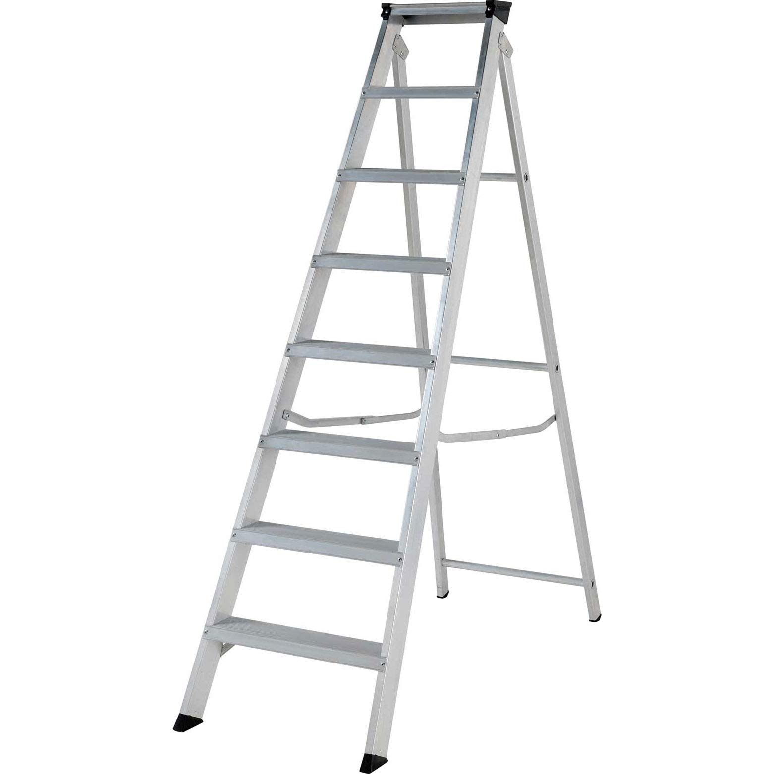 Aluminium Step Ladder Class 1 Folding Industrial Trade Youngman Heavy Duty Steps (8 Tread)