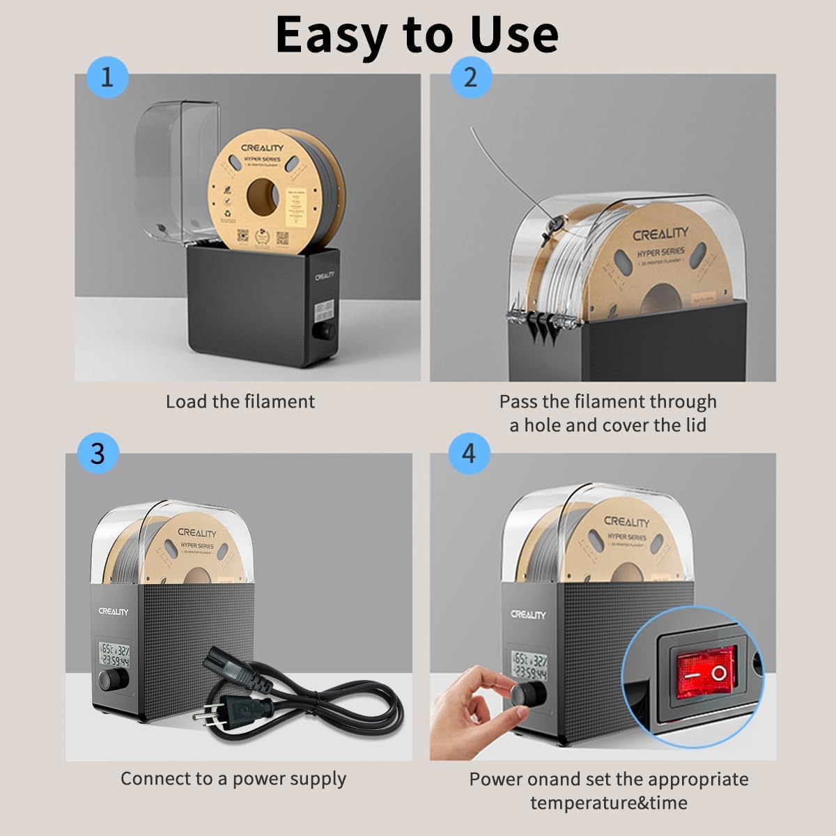 Scatola per l'asciugatura dei Filamenti, Disidratatore di Filamenti per Stampanti 3D Creality con Ventola, Scatola Asciutta per Mantenere il Filamento Asciutto Durante la Stampa 3D