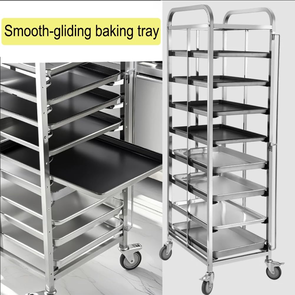 Carrello Portateglie In Alluminio Su Ruote, Attrezzatura Per Panificazione | Carrello Professionale Per Il Trasporto Di Teglie Da Pane, Scaffale Per Il Raffreddamento Post-cottura(46x60x169 cm)