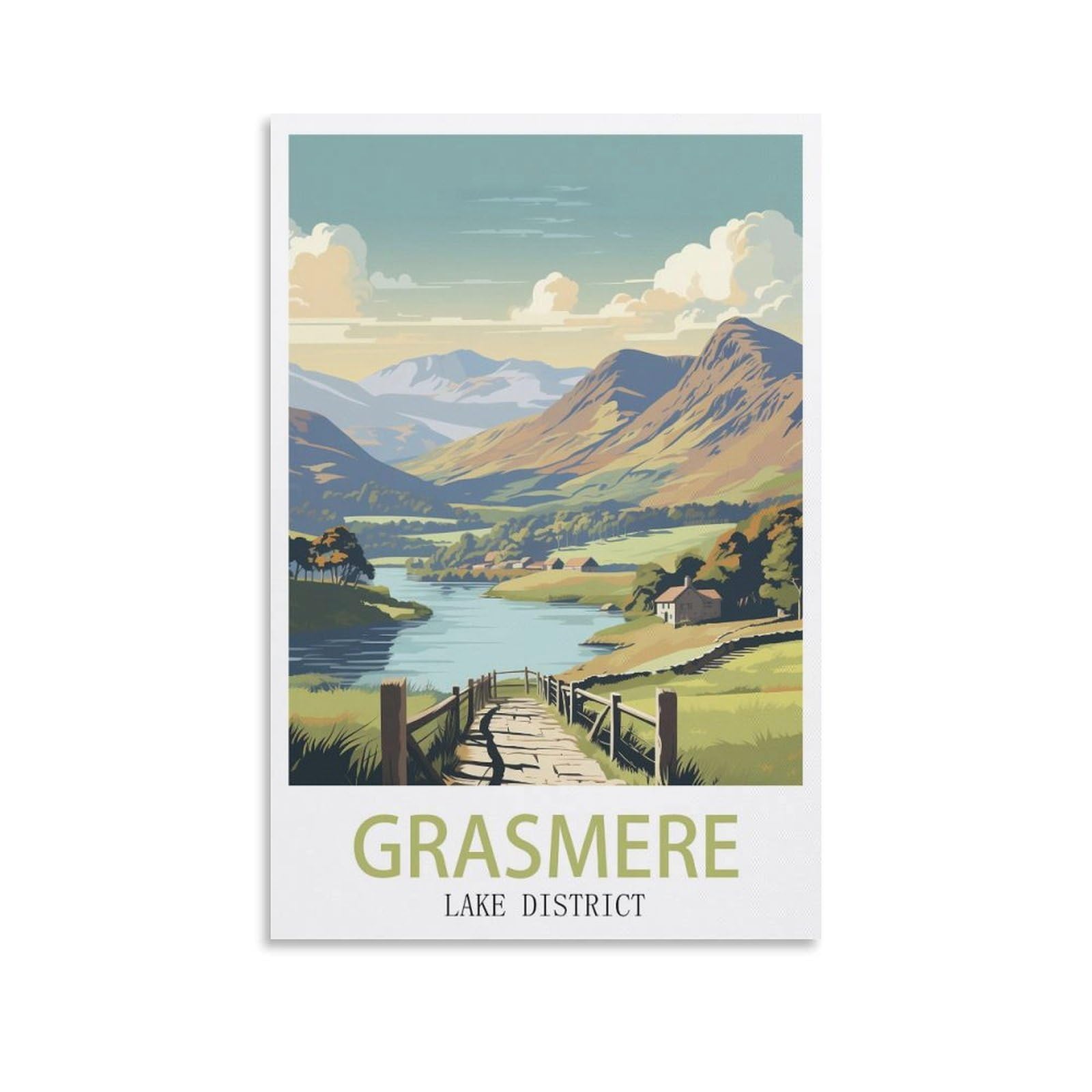 Ezmlfa S034 Diy Diamond Painting,Grasmere 5D Landscape Diamond Painting Kits For Adult, Gem Art Crystal Art Kits For Adults, For Home Wall 40X40cm