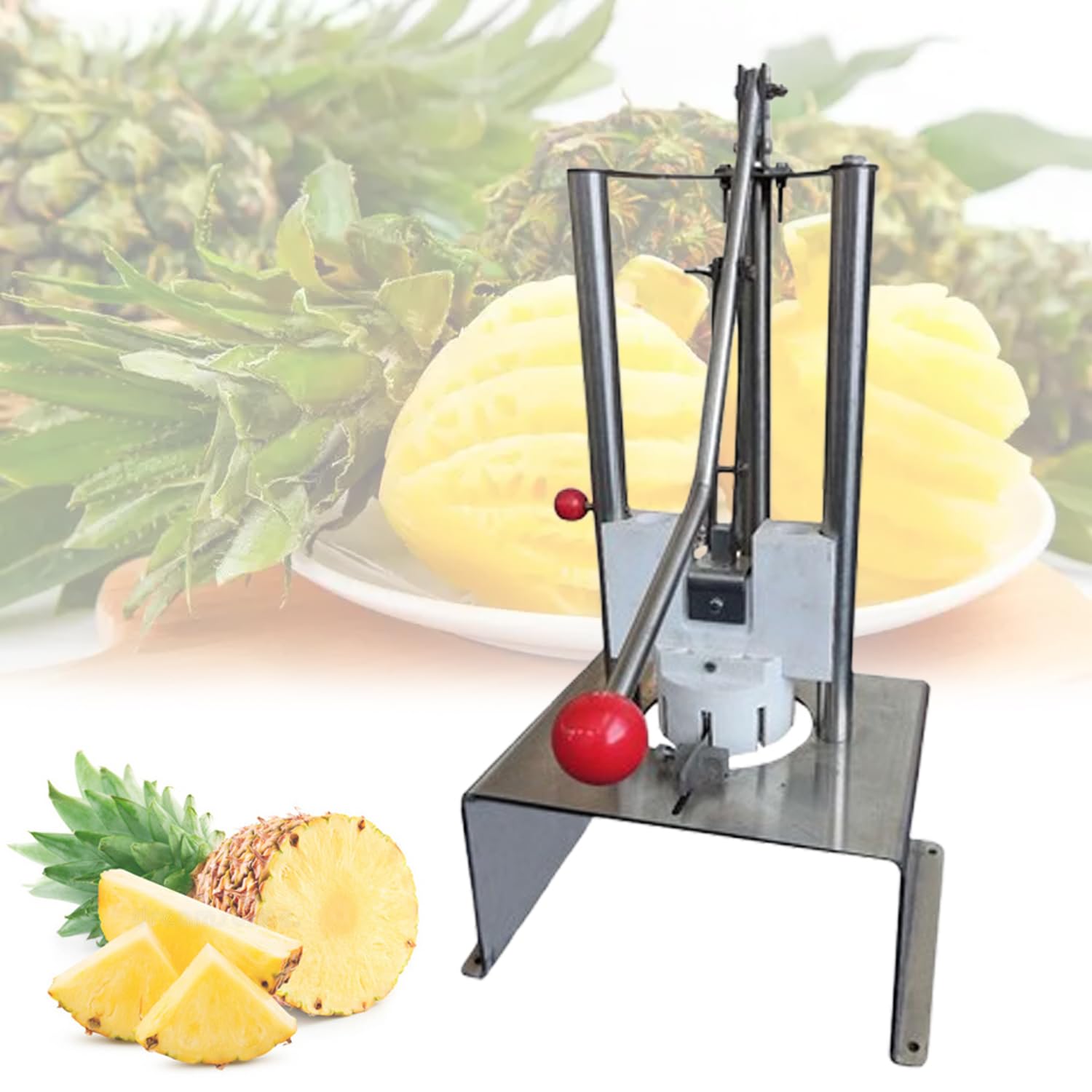 Éplucheur automatique d'ananas avec poignée antidérapante, espacement réglable pour un épluchage rapide, facile à nettoyer, machine pour éplucher les ananas et les cantaloups