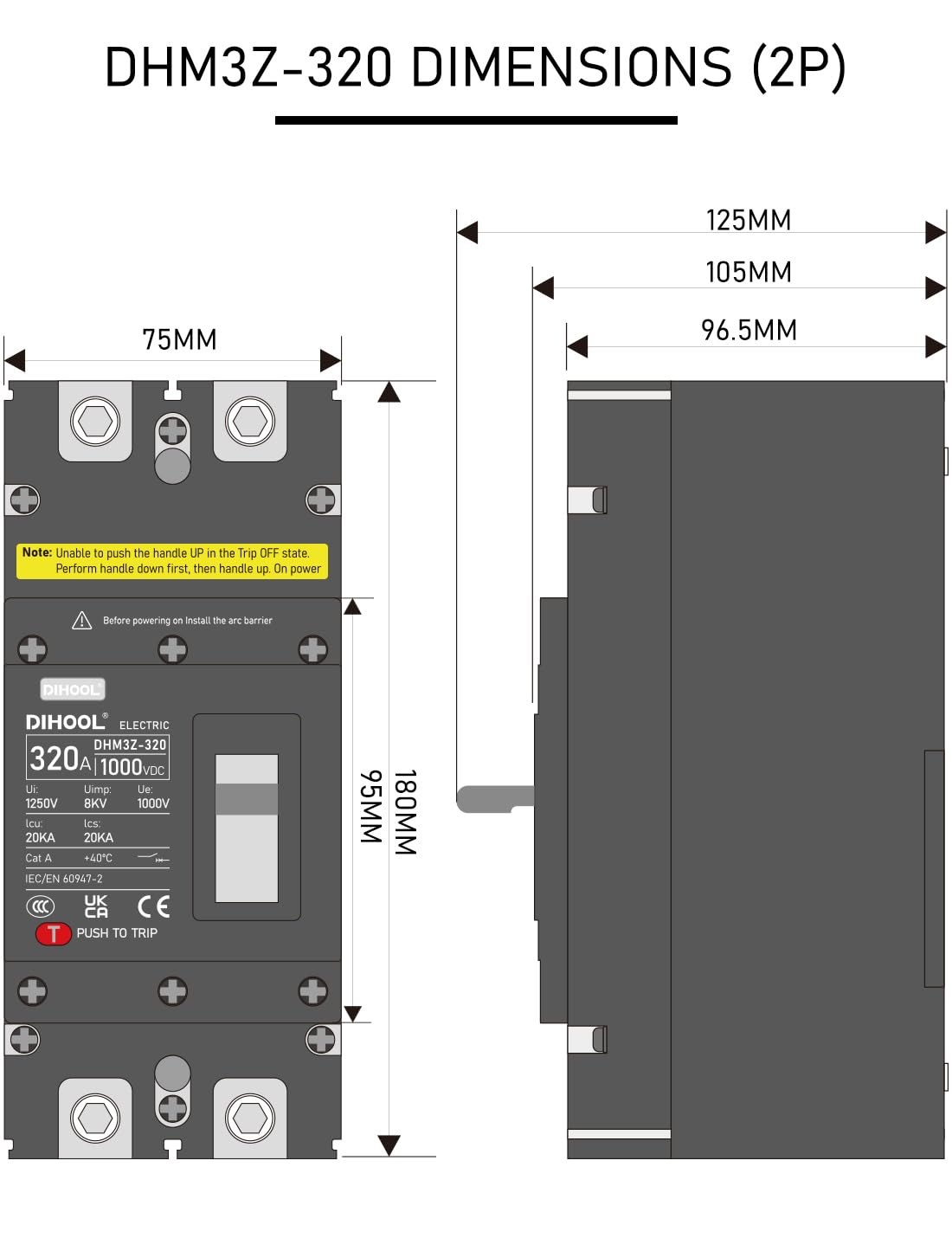 320a Rack Snapklik.com : DIHOOL 320 Amp DC Circuit Breaker,2P 1000V 20kA Breaking ...