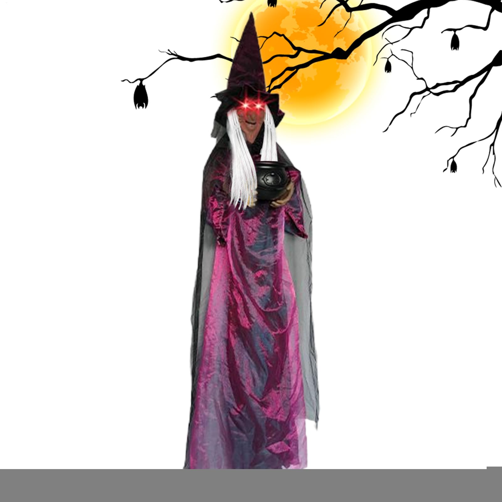 Sorcière d'Halloween 180 cm suspendue pour animer les branches d'arbres et le jardin