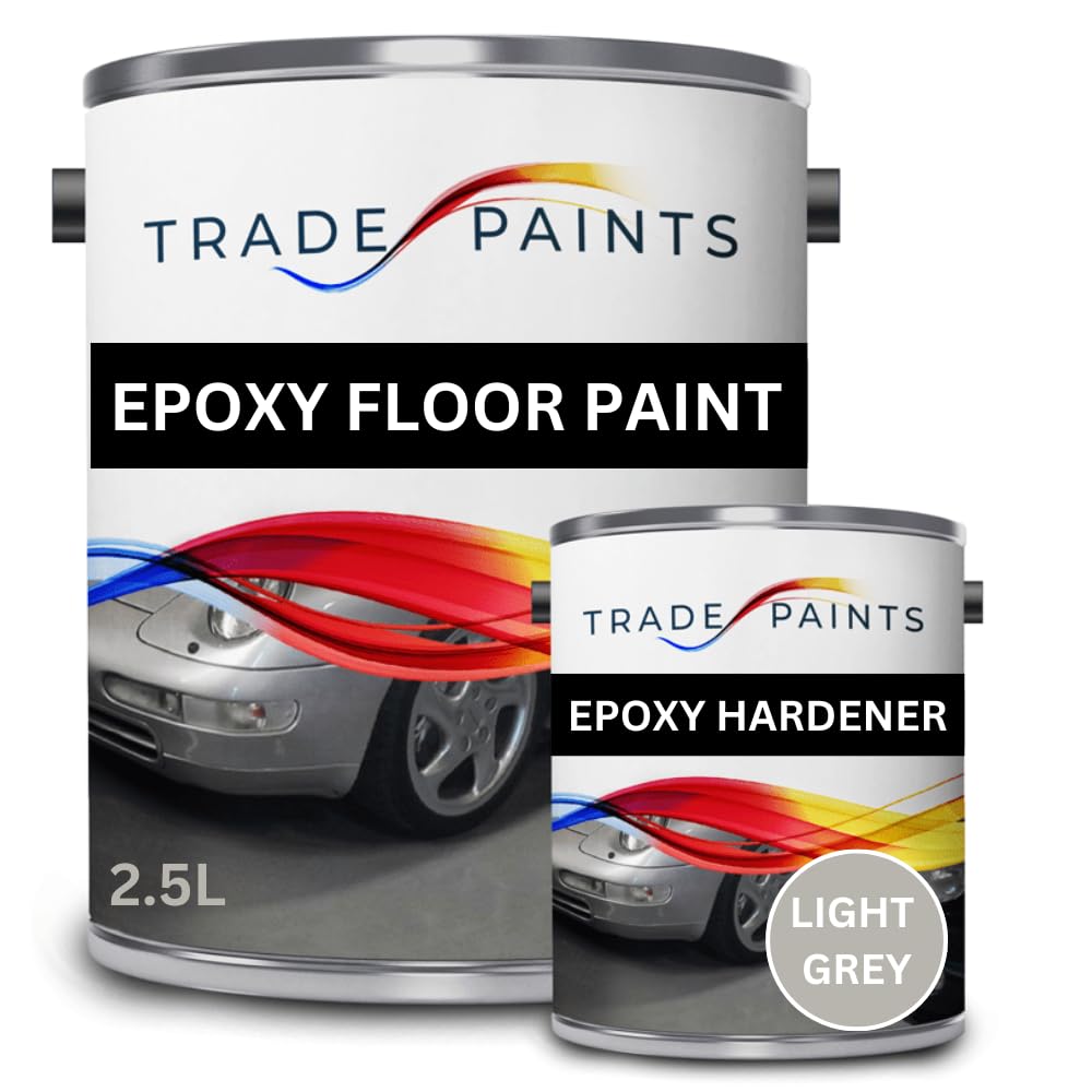 2 Pack Epoxy Garage Concrete Floor Paint - 2.5 Litre (Light Grey BS00A05)