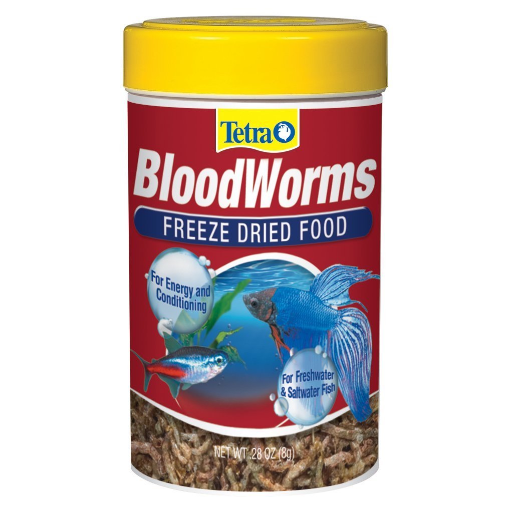 Tetra BloodWorms 0.28 Ounce, Freeze-Dried Food For Freshwater and Saltwater Fish, 0.28-Ounce, 100-Ml
