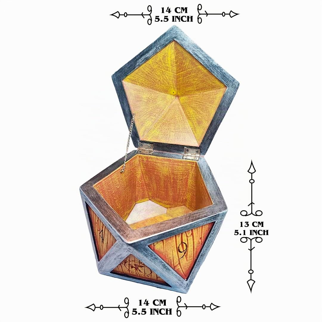 Dungeon - Caja de almacenamiento de dados gigante, caja de bóveda, Dungeons and Dragons, D&D, Dungeon Master, Mimic Chest, DND, cárcel de dados. Capacidad para 9 juegos de dados