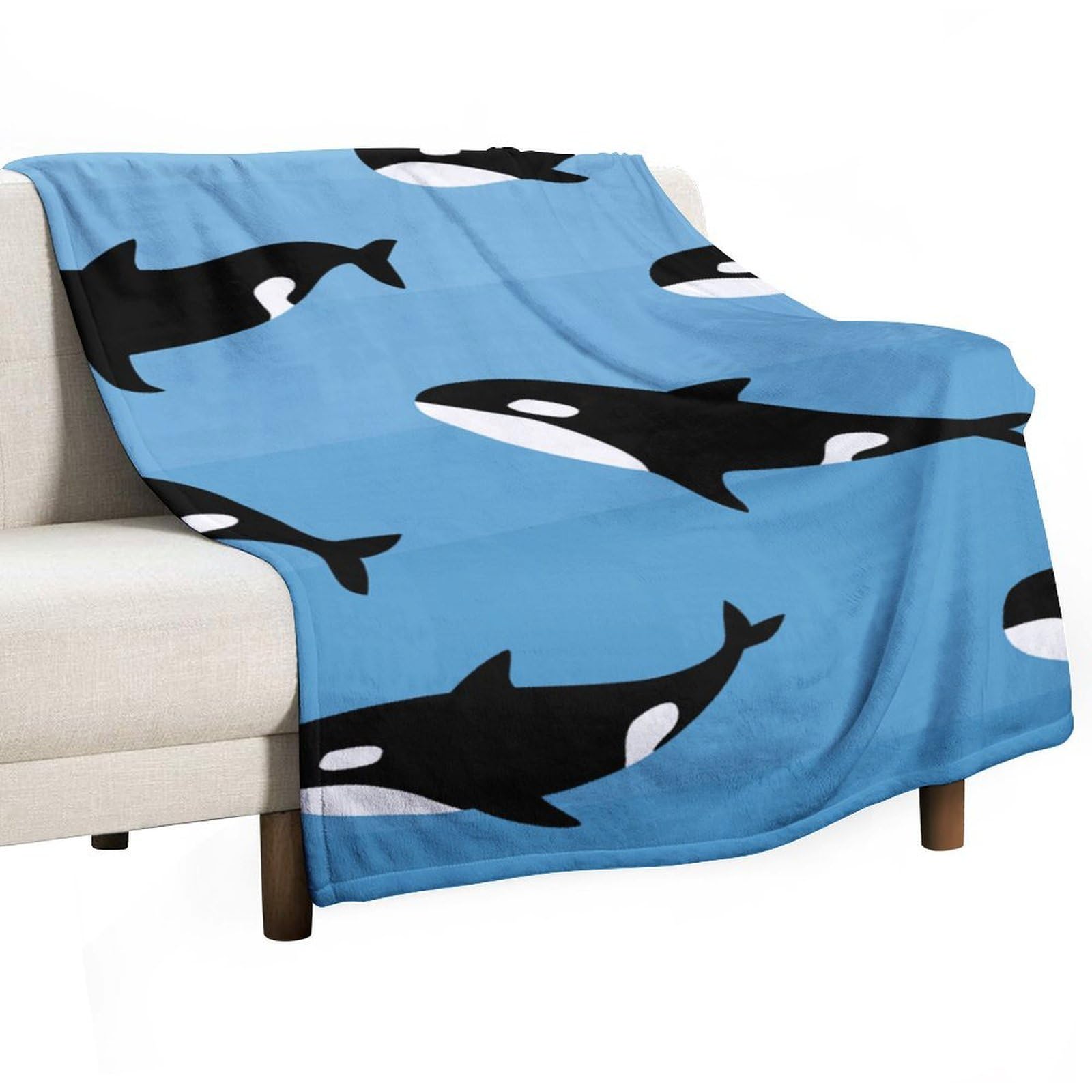 Hxwokrum Flannel Blanket, Cute Killer Whale Throw Blanket for Couch Sofa Bed Office, Soft And Comfortable Without Pilling