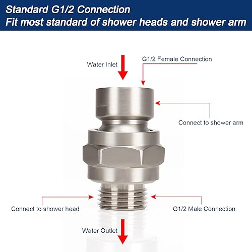Miniatura 6 de NearMoon Adaptador de bola giratoria para cabezal de ducha, conector de ducha de latón macizo, junta esférica, componente de extensión universal