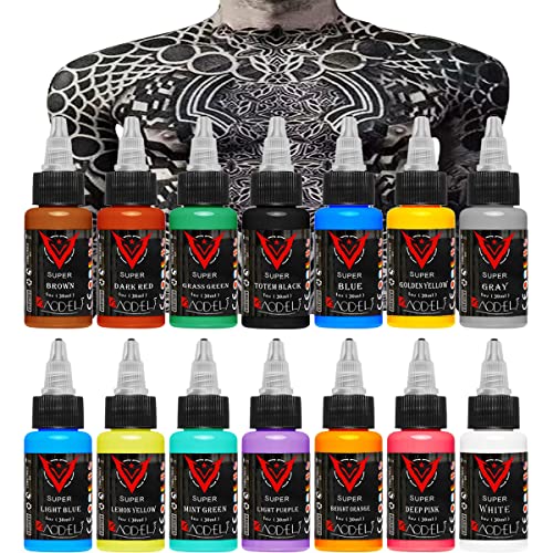 BAODELI 14Pcs Tattoo Ink 14 Colors Set 1 oz 30ml/Bottle Tattoo inks Pigment Kit for 3D makeup beauty skin body art