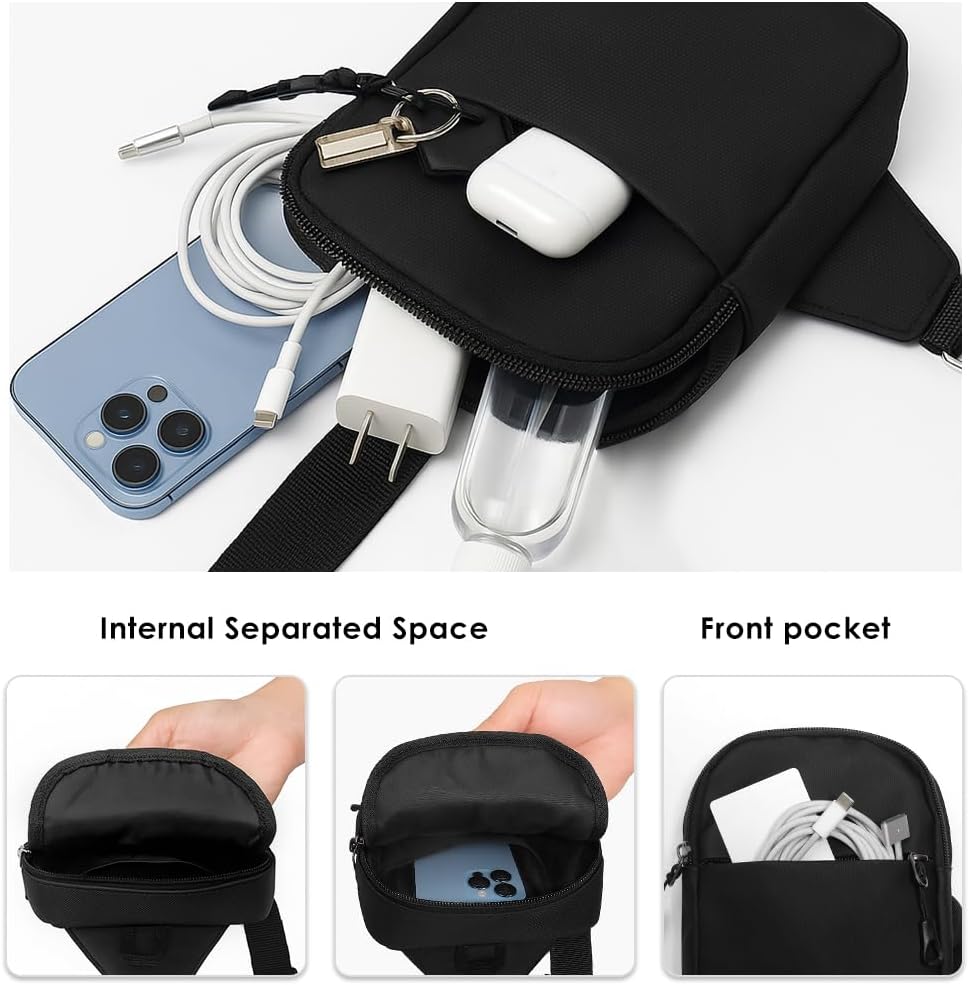 ProElife Mini Sling Bag, Waterproof Crossbody Chest Bag, Lightweight Belt Bag with Adjustable Strap & Multiple Pockets - Image 2