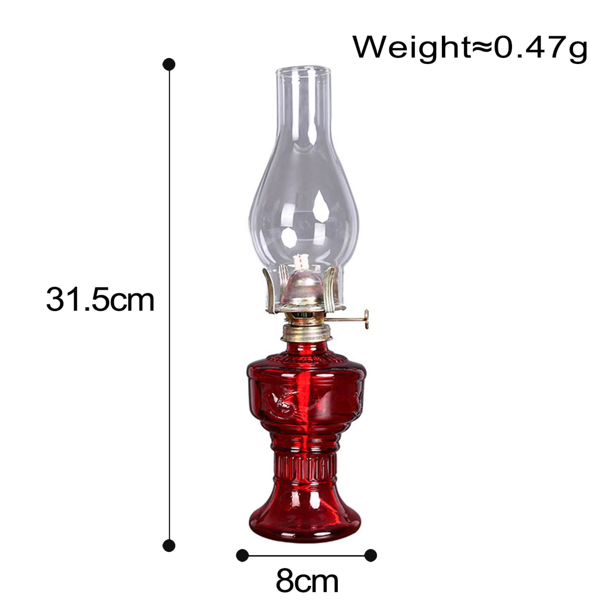 Transparante glazen olielantaarn - winddichte lampenkap Huishoudelijke orkaanlamp - traditionele retro antieke kerosinelamp Stroomuitval Vierkant voetglas Olieblik noodverlichting