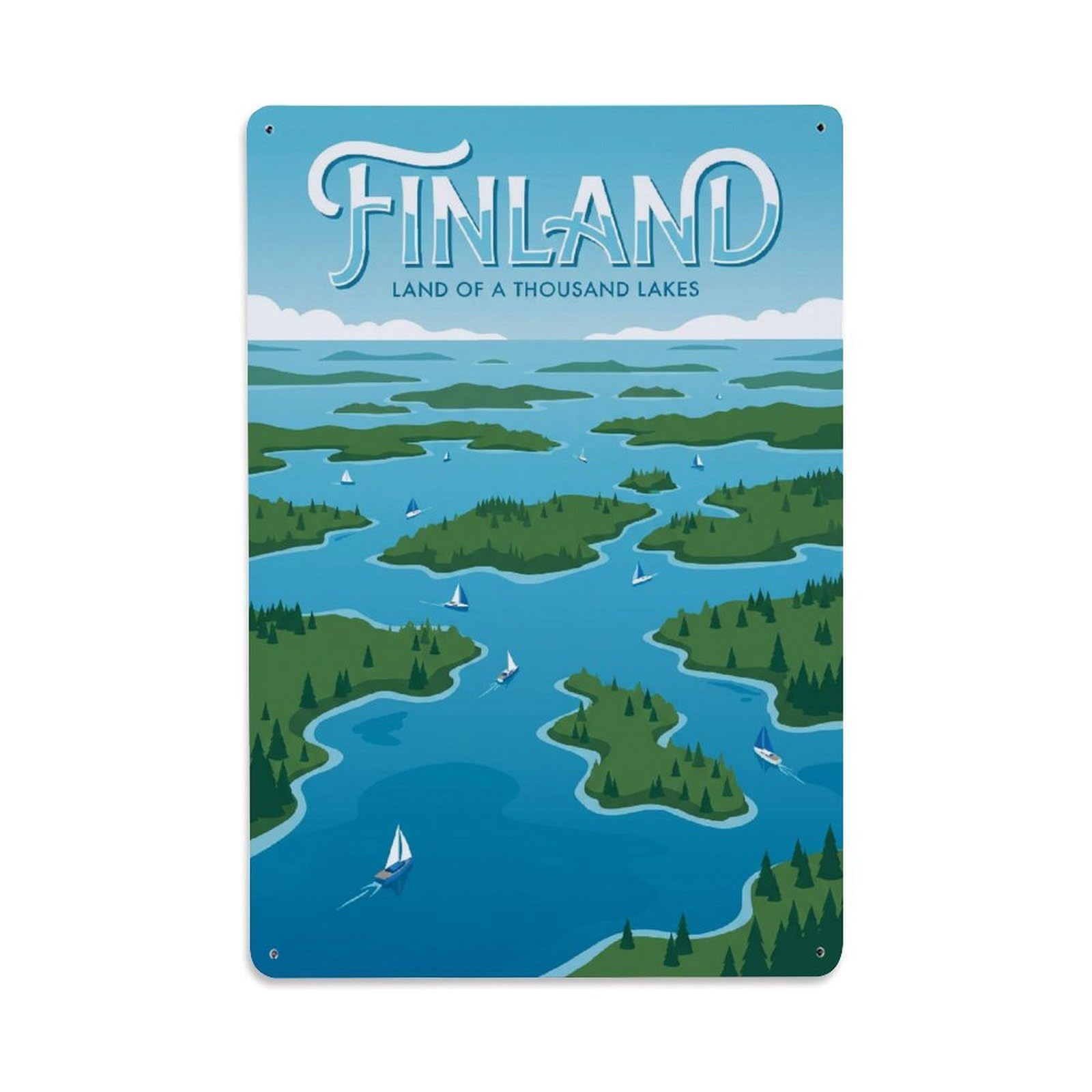 Olhnbad Style Finland Thousand Lakes Archipelago Travel Metal Tin Sign