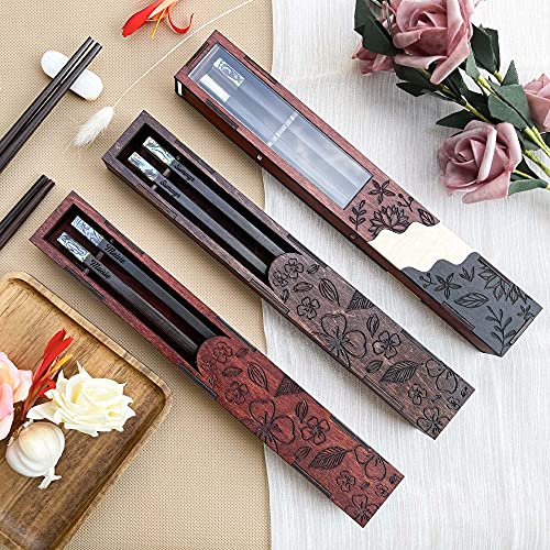 Personalized Rosewood Chopsticks Set. Premium Chopstick with Box. Engraved Name