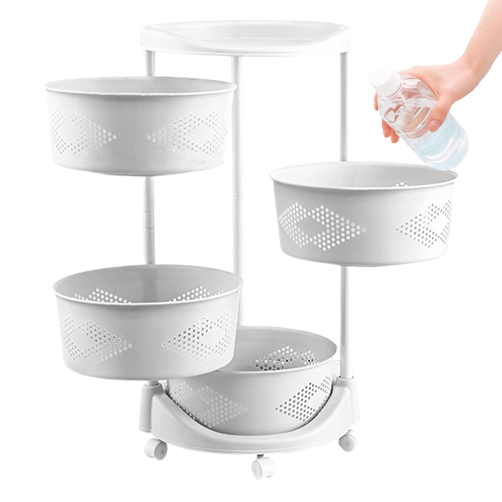 Estantes de Almacenamiento de Alimentos, Organizador de estantes | giratorios, carrito de almacenamiento rodante de verduras, organizador de cocina multicapa, práctico carrito de almacenamient