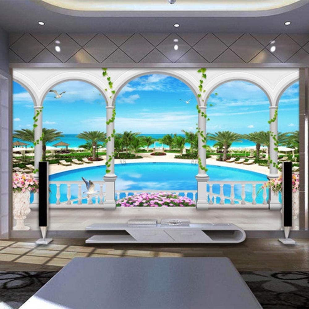 Pool Design Large Wall Floral Swimming Pool Print, Summer Art,