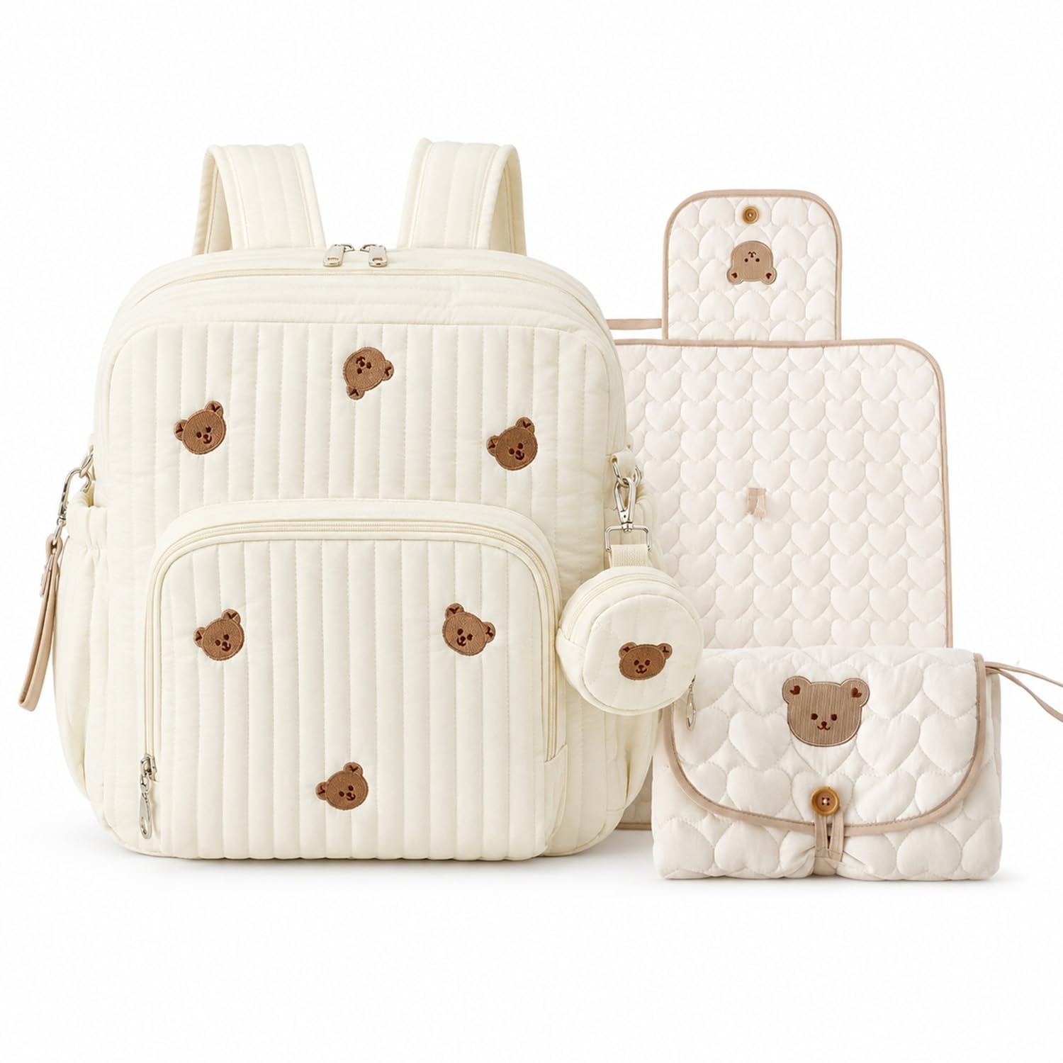Borsa da ospedale per bambini, grande capacità, borsa per cambio maternità con ricamo, motivo orso, borsa per pannolini carina per viaggi, soggiorni ospedalieri, uso carrozzina e assistenza