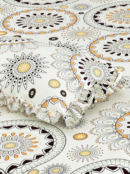 Image of 380 TC Premium Glace Cotton Elastic Fitted Bedsheet King Size with 2 Pillow Covers King Size | Double Bed with All Around Elastic (White Gola, Fitted - Double72x72)