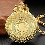 Gold Shield Men's Quartz Pocket Watch with Chain - Arabic Numeral Digital Scale - Image 3