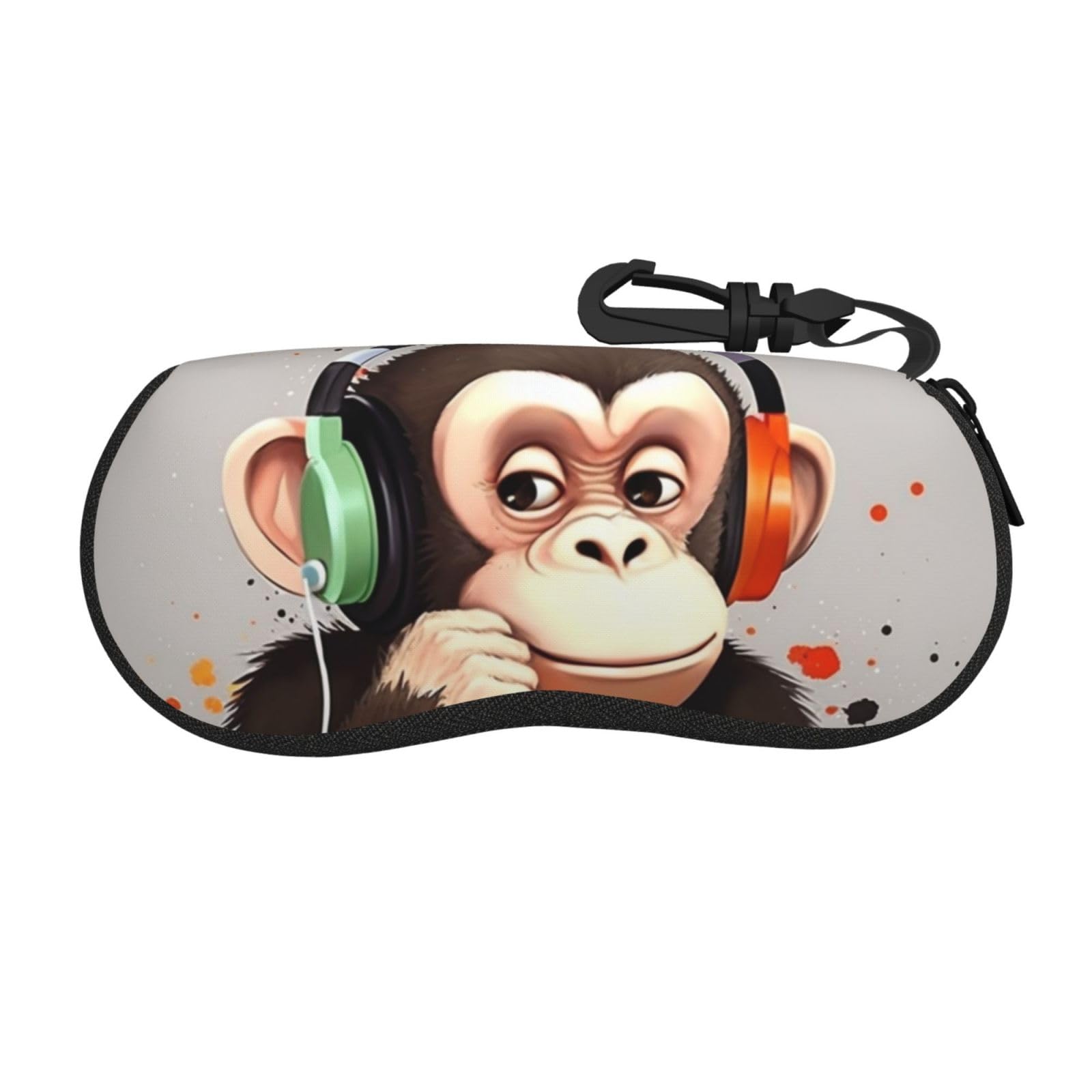 Anabprma Unisex Music Monkey Glasses Case Soft Shell, Lightweight Portable Sunglasses Case, Zipper Closure