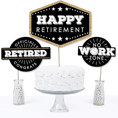 Miniatura 3 de Big Dot of Happiness - Palitos de centro de mesa de fiesta de jubilación, feliz jubilación  Decoración de mesa - Juego de 15