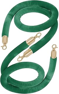 スタンションロープ キューバリアロープ 2~13フィート、群衆制御ロープ ゴールド留め具付き、キュー仕切り用編み込み麻ロープ、ベルベットロープ安全バリアツイスト