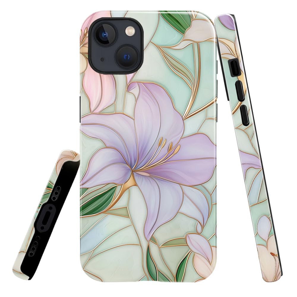 Coque iPhone 14 de protection contre les chutes avec motif fleurs de lys chic - 7