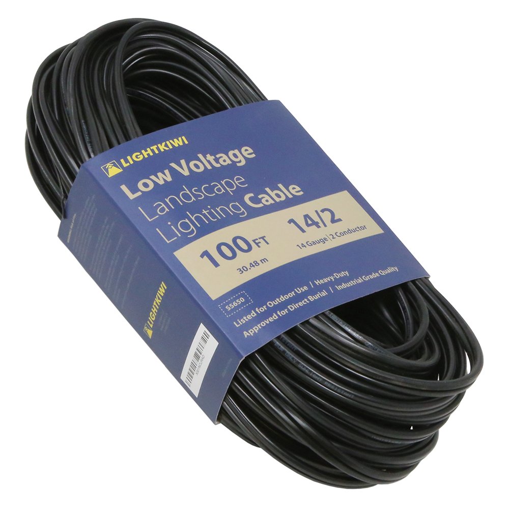 Lightkiwi S5650 14AWG 2-Conductor 14/2 Direct Burial Wire for Low Voltage Landscape Lighting, 100ft
