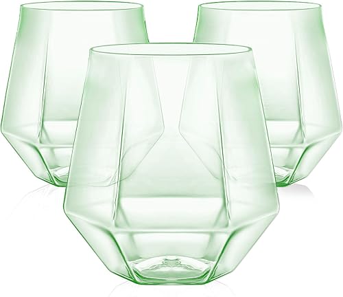 Miniatura 10 de Paquete de 40 vasos de plástico sin tallo para vino, cóctel, whisky, champán, borde dorado, desechables transparentes de 12 onzas, vasos irrompibles