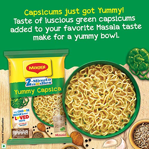 Image of Maggi 2-Minute Instant Noodles, Yummy Capsica Masala Pouch, 60.5g