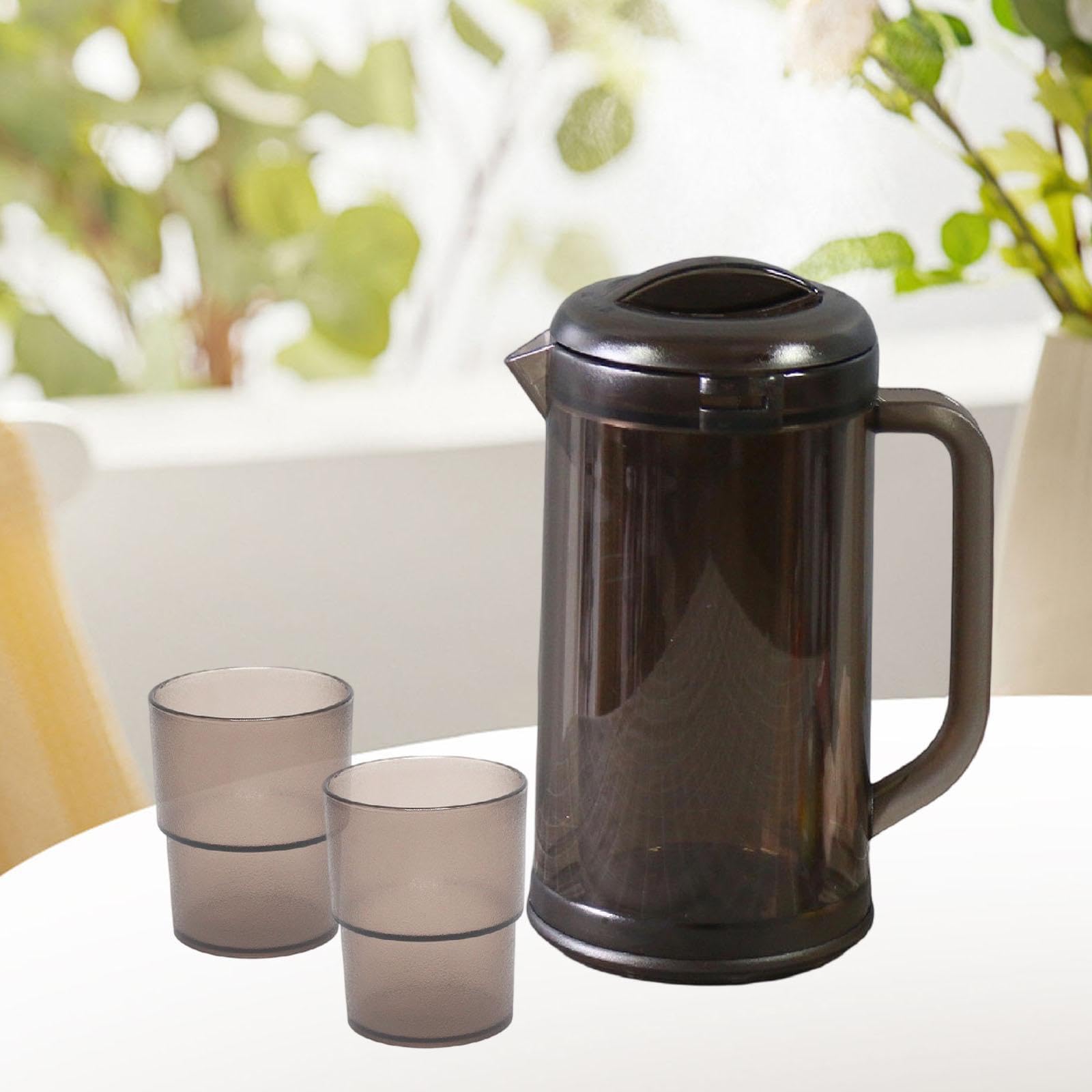 Jarra de Agua, Jarra para Nevera, Jarra Grande, Ligera, a Prueba de Fugas con Tapa, Tarro para Bebidas, Hervidor, Té, Nevera, Bebidas, Barbacoa, Marrón Oscuro, Individual