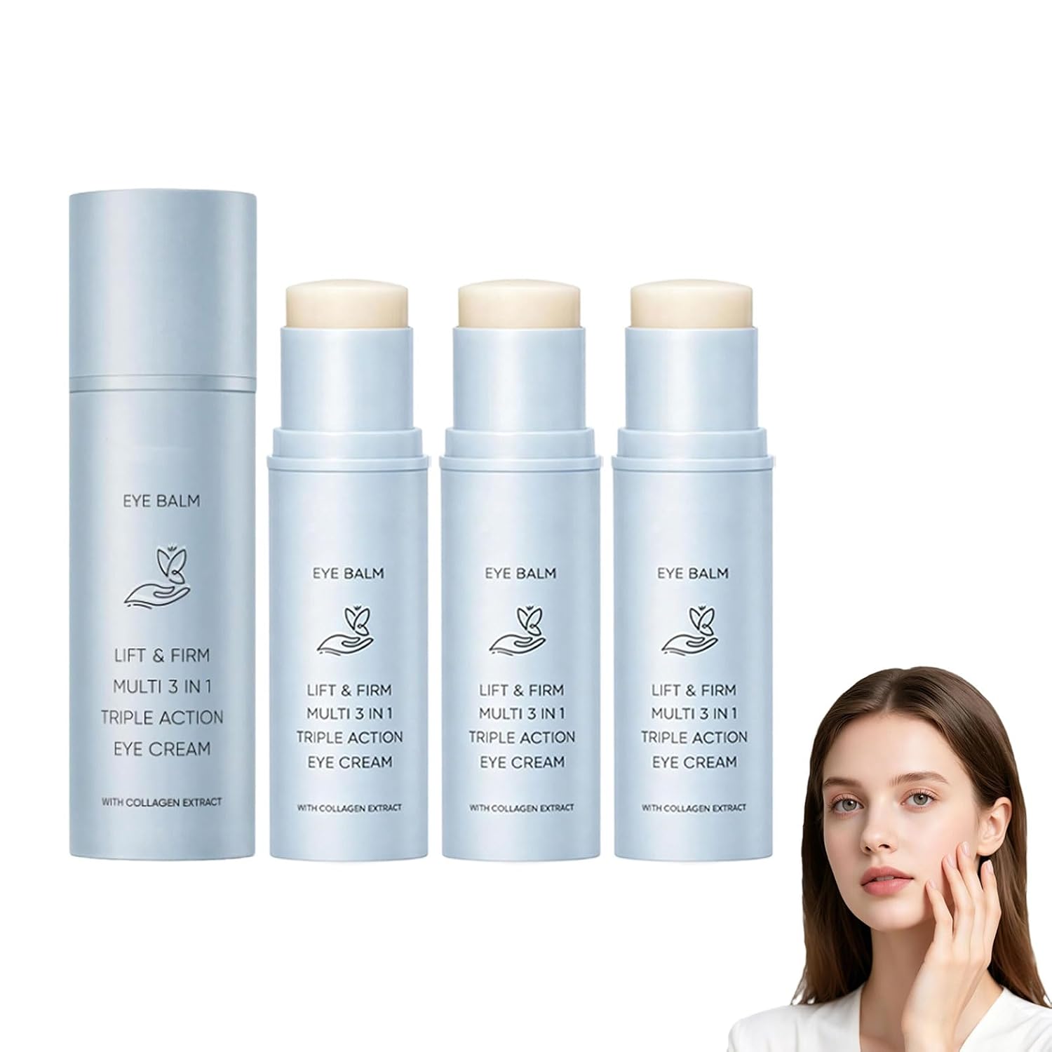 Korean Under Eye Balm Stick,Firming and Smoothing Eye Care for Fine Lines, Mature Skin (3pcs)
