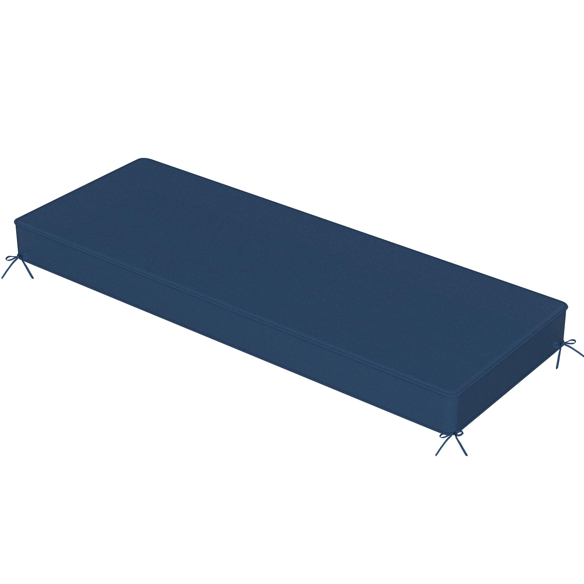 Sundale Outdoor Olefin Bench Cushion， Water-Resistant Patio Couch Cushion, Loveseat Sofa Pad with Straps Dark Blue, 59 x 18 x 4 Inches