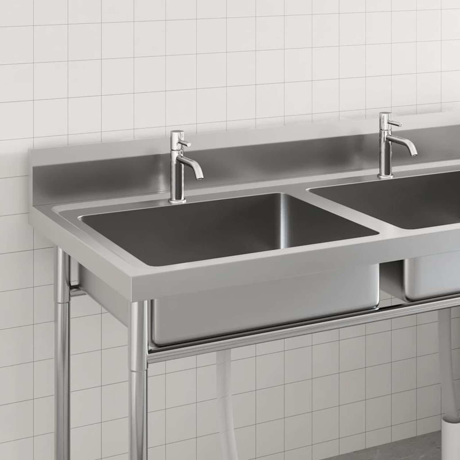 Homgoday Edelstahl Spülbecken Doppelbecken 120x60x85cm Silber für Küche & Restaurant - Lebensmittelecht & Montage erforderlich Küchenspüle Model144291