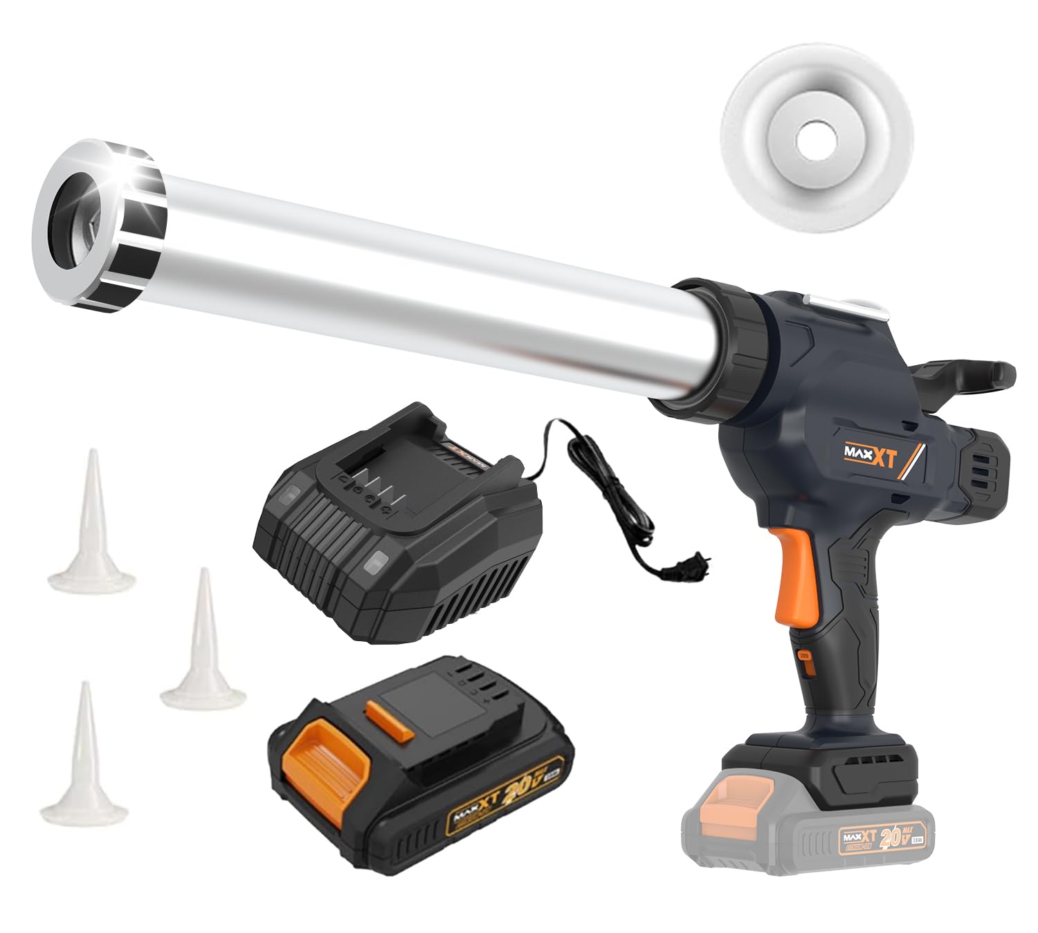 MAXXT Pistola de Calafateo Inalámbrica - 2,0AH Batería incluida, Diseño Anti-Goteo, compatible 300-600ml Paquetes en Salchicha