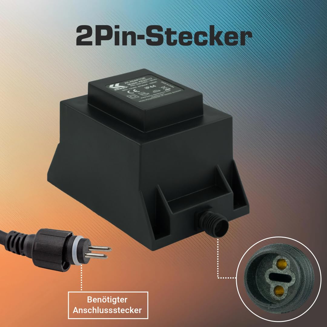 KERRY ELECTRONICS Netzteil 105 Watt IP44, LED-Trafo, Transformator 230V auf 12V, Netzkabel 2-Pin-Stecker, Netzstecker 2 Polig, 12V Adapter, Netzteil-Adapter, Netzgerät, Netzadapter