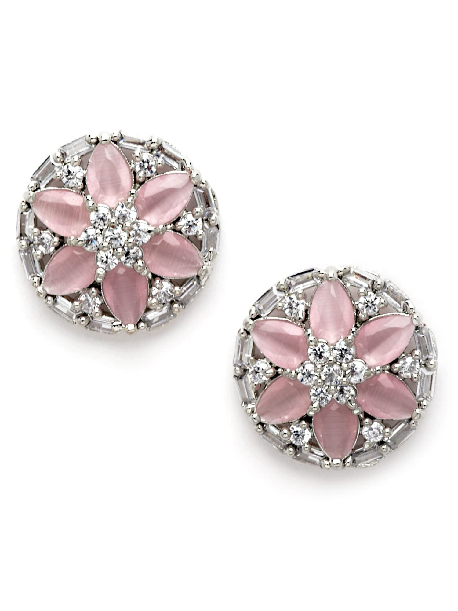 Karatcart Silver Tone Pink American Diamond Stud Earrings for Women (B0B3X721TW) Amazon Price History, Amazon Price Tracker