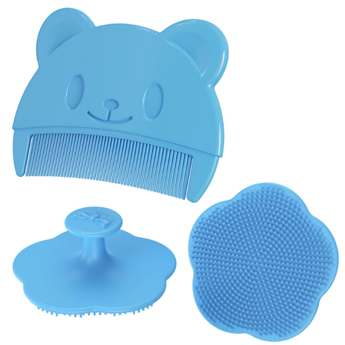 2er-Pack Spazzola per Bambini, Pettine per Crosta Lattea Delicato, Rimuove Efficacemente la Crosta Lattea, Massaggio e Pulizia Delicata del Cuoio Capelluto per Neonati e Bambini (Blu)