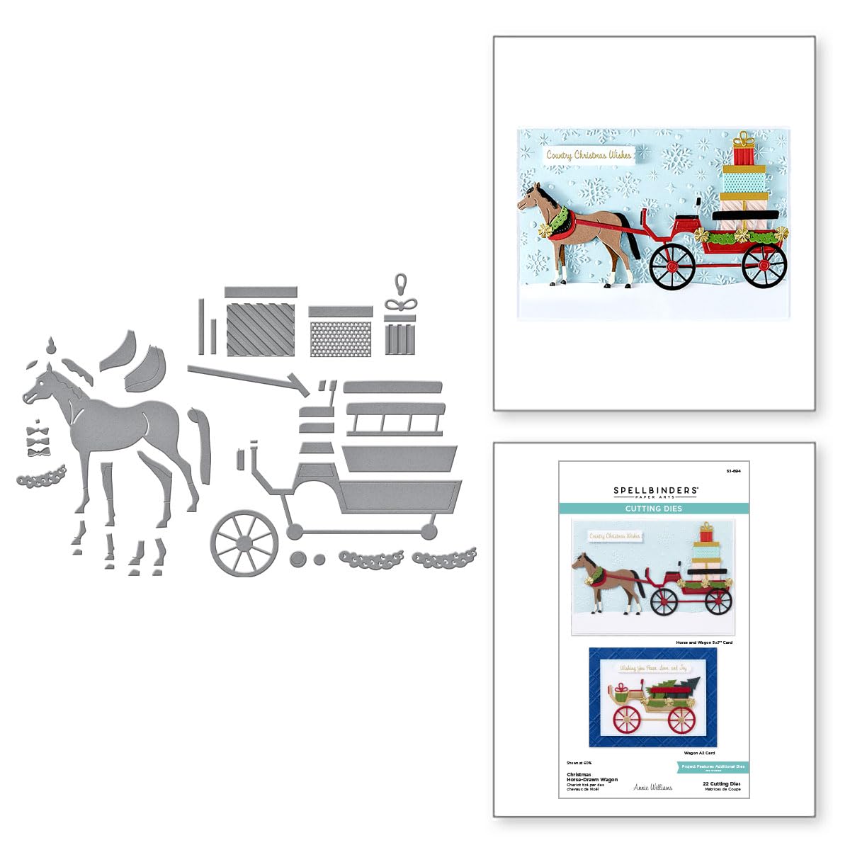 Christmas Horse-Drawn Wagon Etched Dies from The Country Christmas Collection by Annie Williams