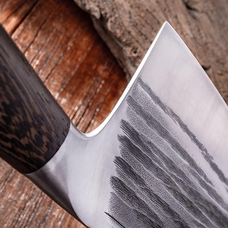 Miniatura 5 de Cuchillo de carnicero de carne, cuchillo forjado a mano, corte de huesos, acero de alto carbono, cuchillo de carnicero de carne resistente, cuchillo