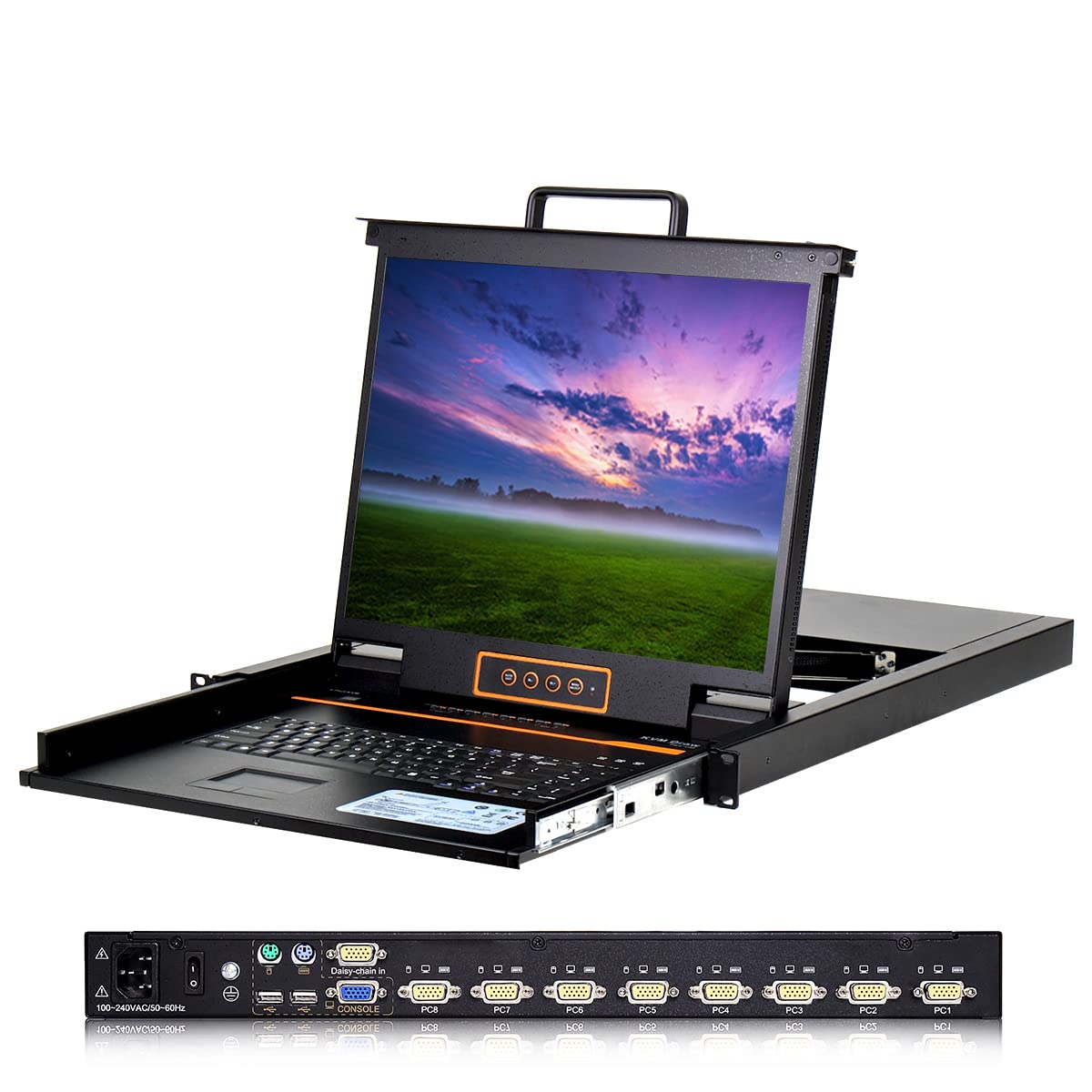 Buy Rack KVM Console,8 Port VGA KVM Switch with 19" LCD Monitor